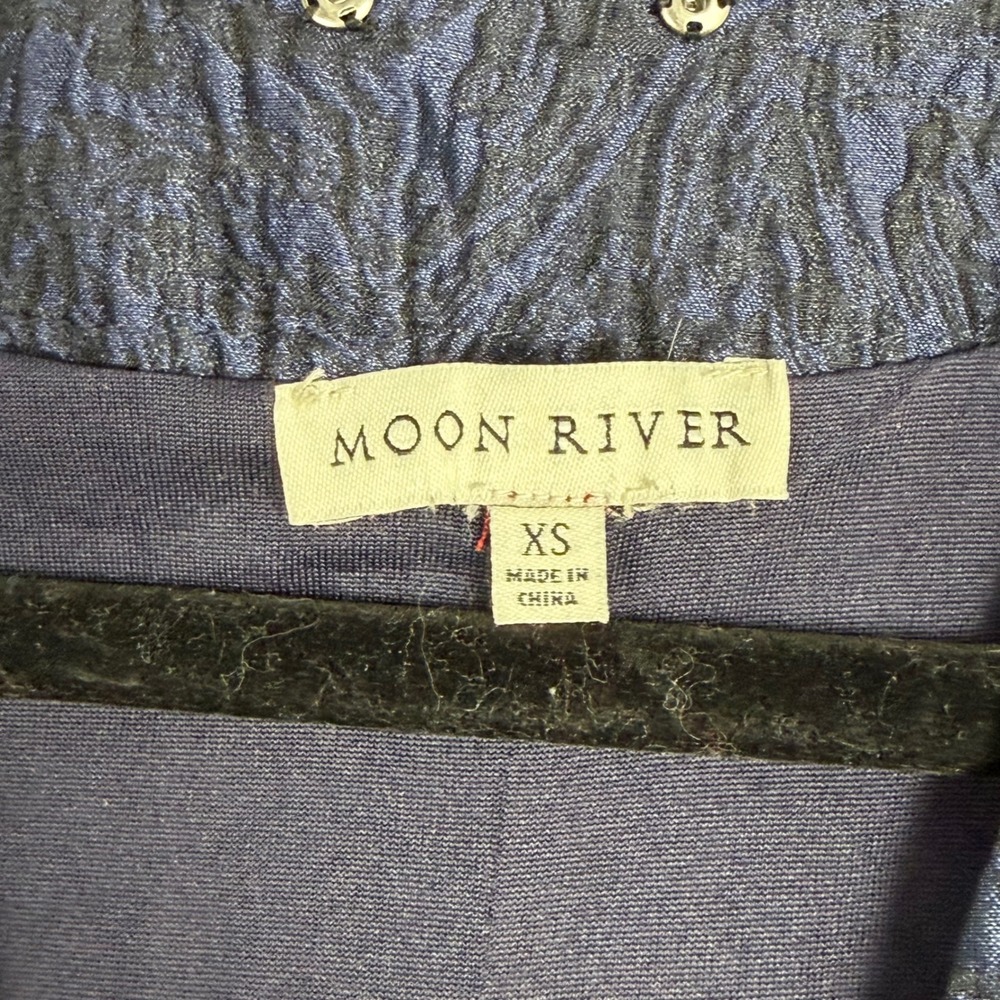 Moon River Women's Navy Blue Puff Sleeve Bubble Hem Mini Dress XS Romantic Chic - Picture 7 of 9